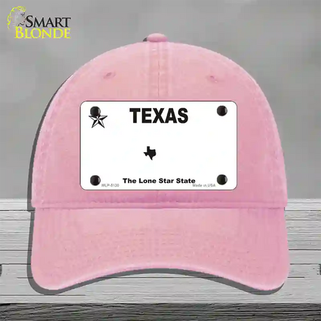 Texas White Blank Novelty License Plate Hat Unconstructed Cotton / Pink