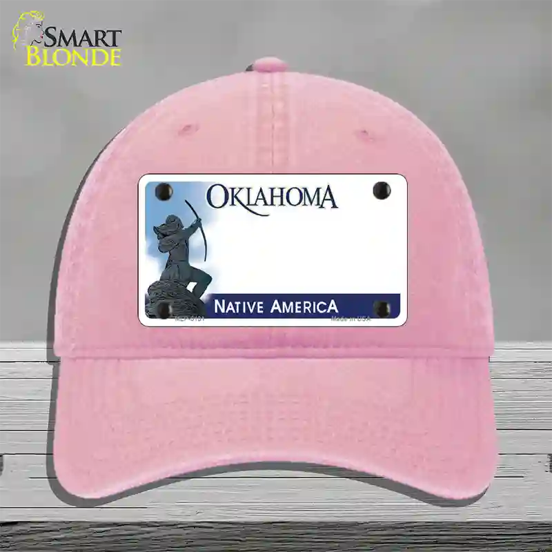 Oklahoma Native America State Blank Novelty License Plate Hat Unconstructed Cotton / Pink