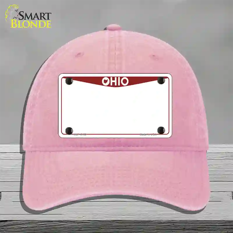 Ohio Maroon Blank Novelty License Plate Hat Unconstructed Cotton / Pink