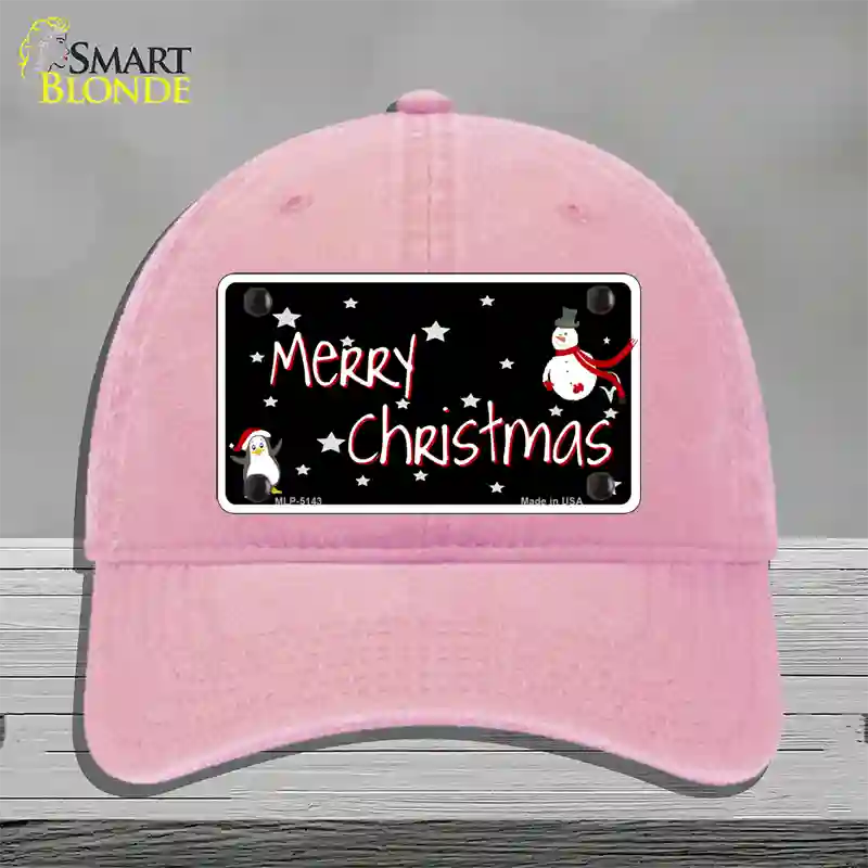 Merry Christmas Novelty License Plate Hat Unconstructed Cotton / Pink