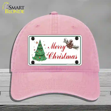 Merry Christmas Tree Novelty License Plate Hat Unconstructed Cotton / Pink