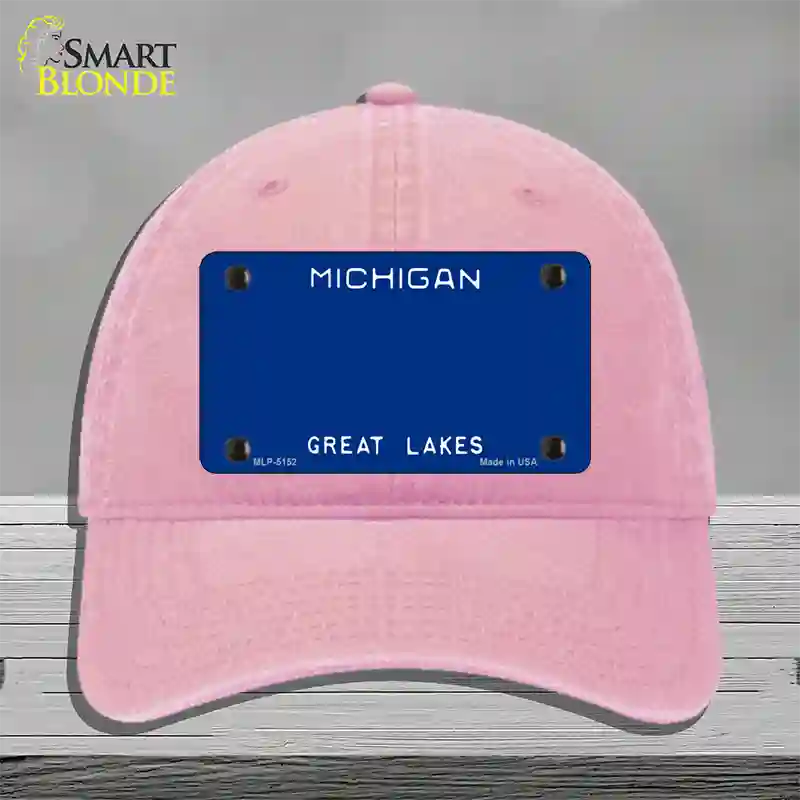 Michigan Great Lakes Plate State Blank Novelty License Plate Hat Unconstructed Cotton / Pink