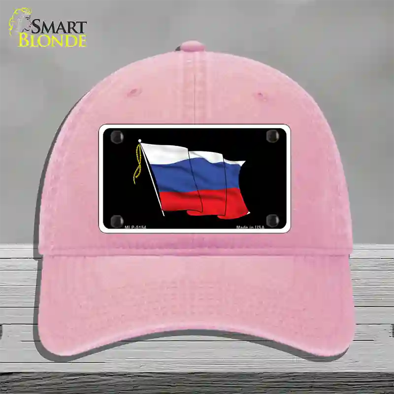 Russian Waving Flag Novelty License Plate Hat Unconstructed Cotton / Pink