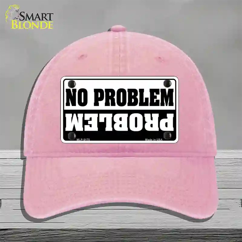 No Problem Novelty License Plate Hat Unconstructed Cotton / Pink