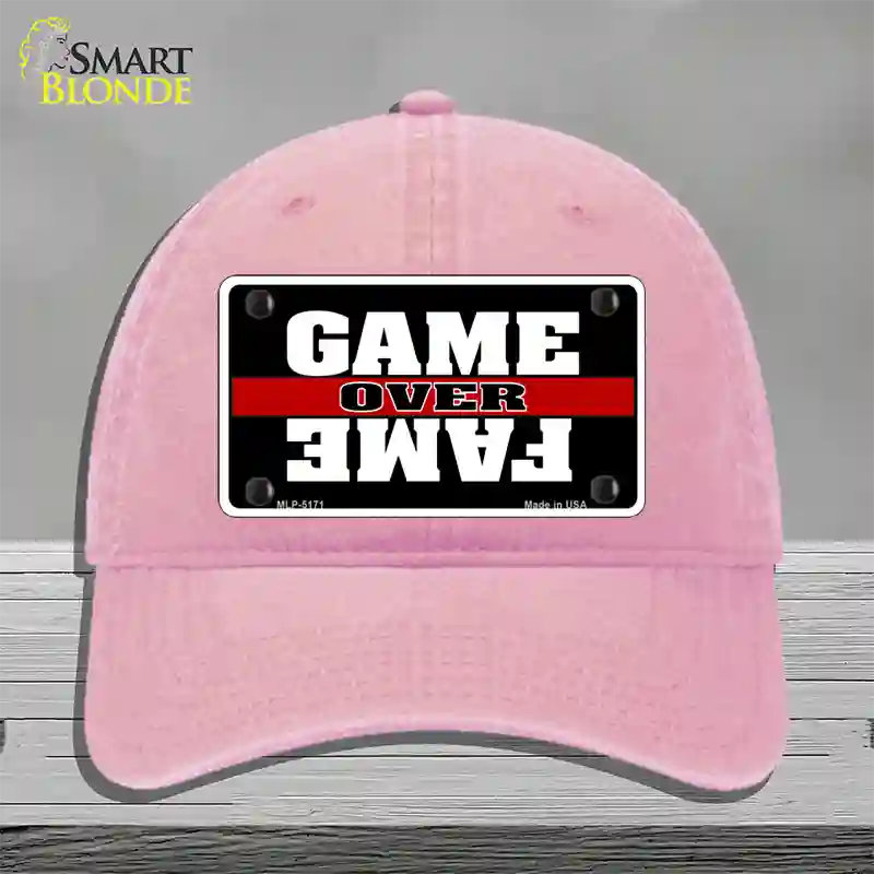 Game Over Fame Novelty License Plate Hat Unconstructed Cotton / Pink