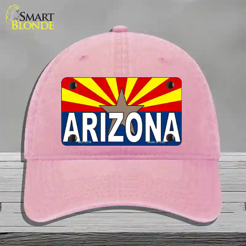 Arizona Flag White Arizona Novelty License Plate Hat Sign Unconstructed Cotton / Pink