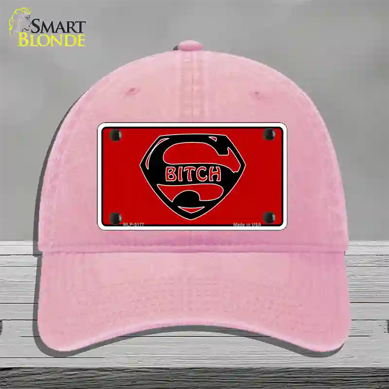 Super Bitch Novelty License Plate Hat Unconstructed Cotton / Pink