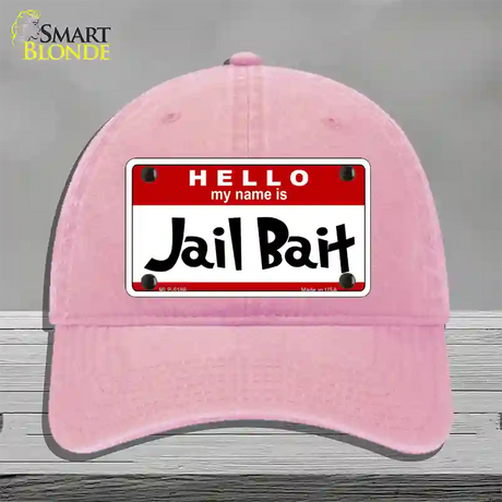 Jail Bait Novelty License Plate Hat Unconstructed Cotton / Pink