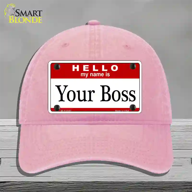 Your Boss Novelty License Plate Hat Unconstructed Cotton / Pink