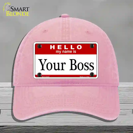 Your Boss Novelty License Plate Hat Unconstructed Cotton / Pink