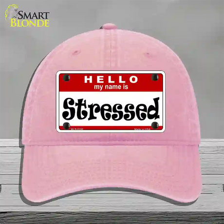 Stressed Novelty License Plate Hat Unconstructed Cotton / Pink