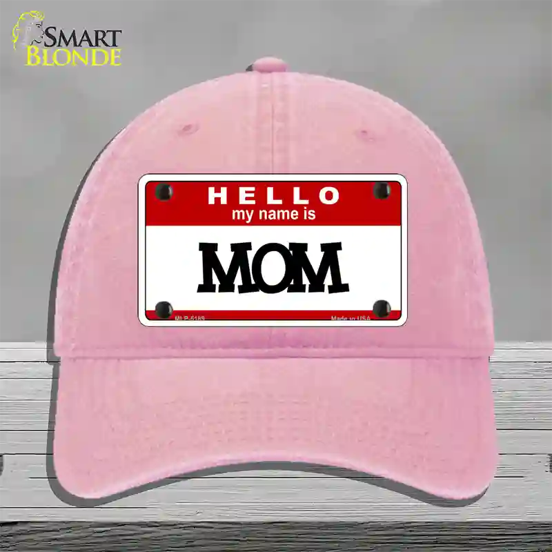 Mom Novelty License Plate Hat Unconstructed Cotton / Pink