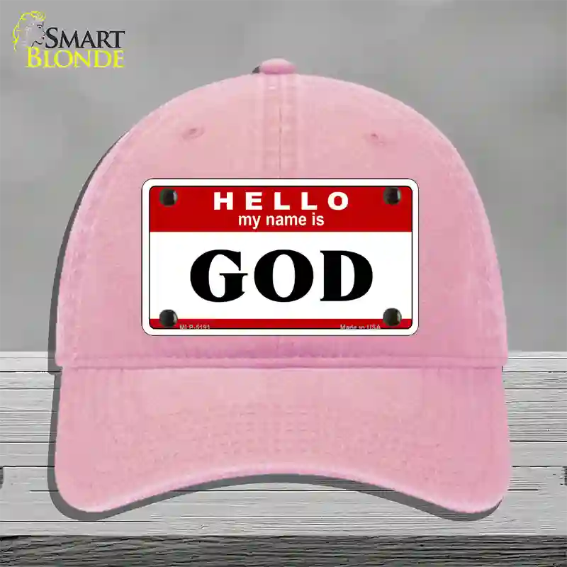 Name Is God Novelty License Plate Hat Unconstructed Cotton / Pink