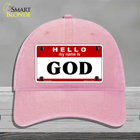 Name Is God Novelty License Plate Hat Unconstructed Cotton / Pink