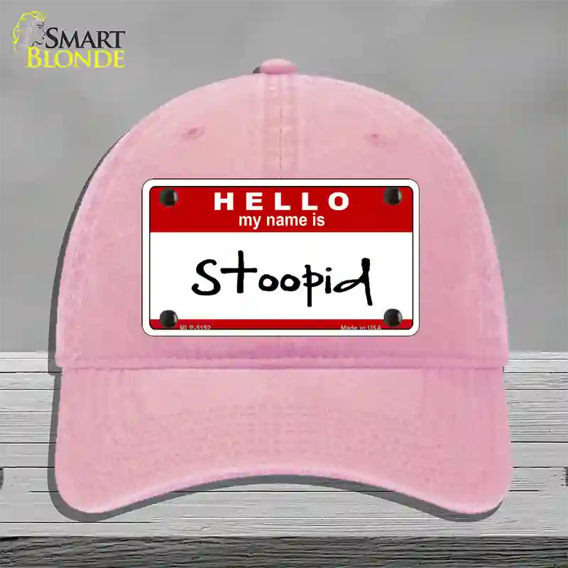 Stoopid Novelty License Plate Hat Unconstructed Cotton / Pink