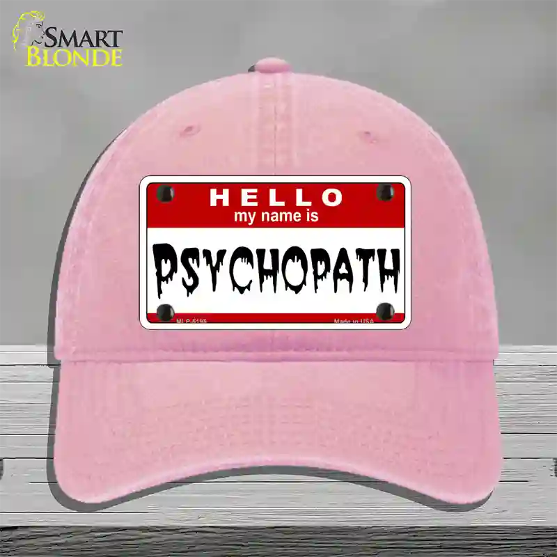 Psychopath Novelty License Plate Hat Unconstructed Cotton / Pink