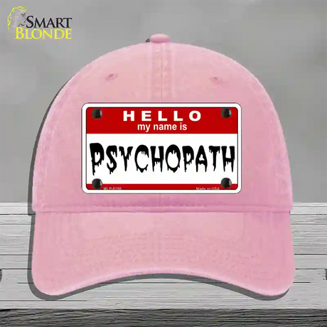 Psychopath Novelty License Plate Hat Unconstructed Cotton / Pink