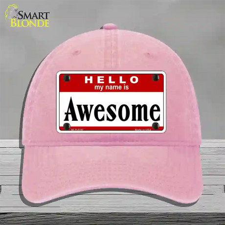 Awesome Novelty License Plate Hat Unconstructed Cotton / Pink