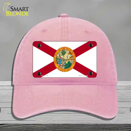 Florida State Flag Novelty License Plate Hat Unconstructed Cotton / Pink