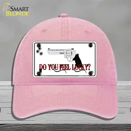 Do You Feel Lucky Novelty License Plate Hat Unconstructed Cotton / Pink