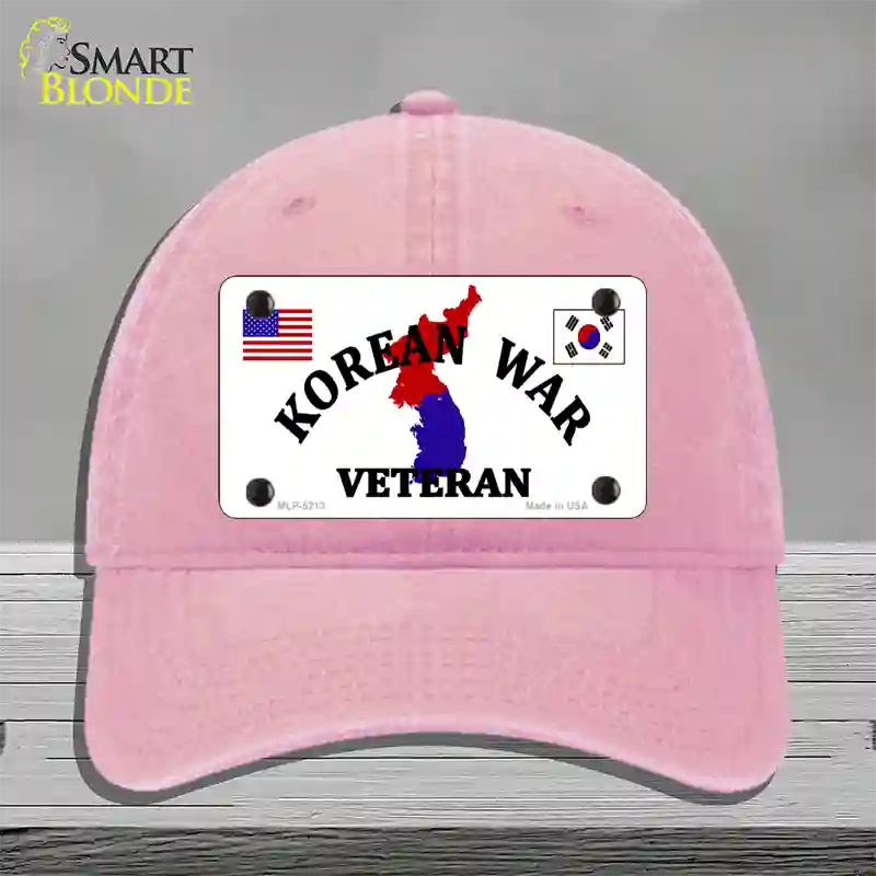 Korean War Veteran Novelty License Plate Hat Unconstructed Cotton / Pink