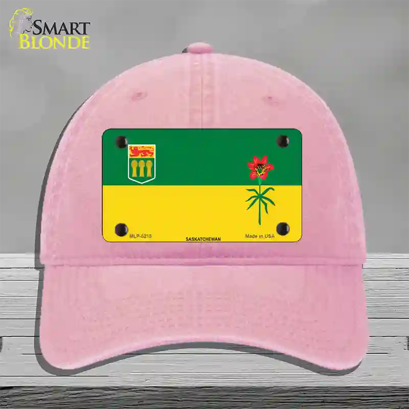 Saskatchewan Flag Novelty License Plate Hat Unconstructed Cotton / Pink