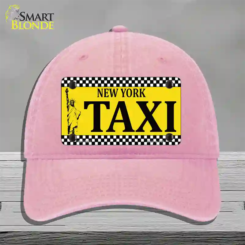 New York Taxi Novelty License Plate Hat Unconstructed Cotton / Pink