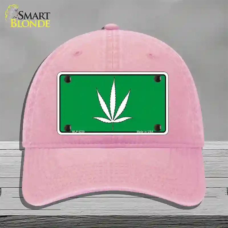 Marijuana Leaf Novelty License Plate Hat Unconstructed Cotton / Pink