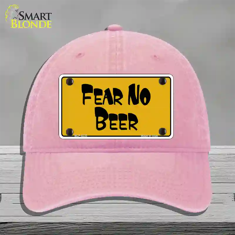 Fear No Beer Novelty License Plate Hat Unconstructed Cotton / Pink