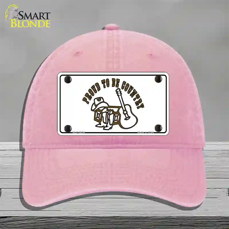 Proud to Be Country Novelty License Plate Hat Unconstructed Cotton / Pink