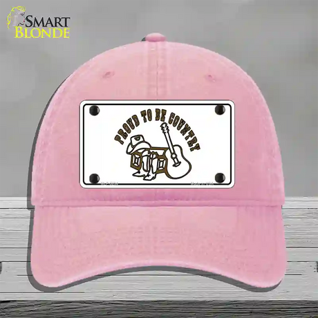 Proud to Be Country Novelty License Plate Hat Unconstructed Cotton / Pink