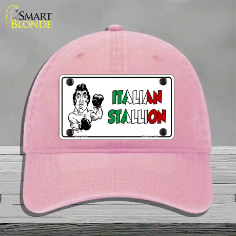 Italian Stallion Novelty License Plate Hat Unconstructed Cotton / Pink