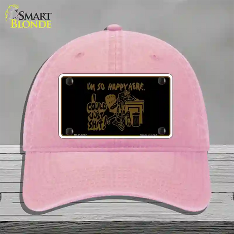 Im So Happy Here Novelty License Plate Hat Unconstructed Cotton / Pink