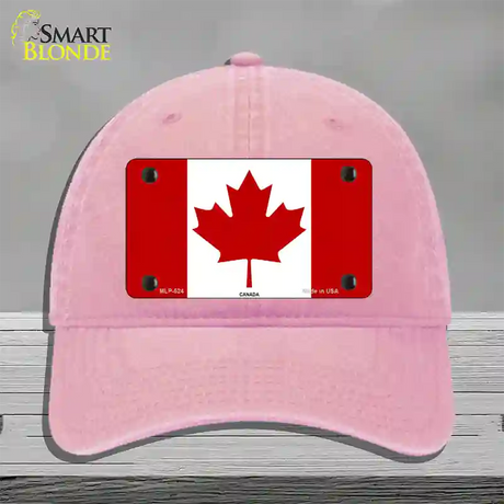 Canadian Flag Novelty License Plate Hat Unconstructed Cotton / Pink