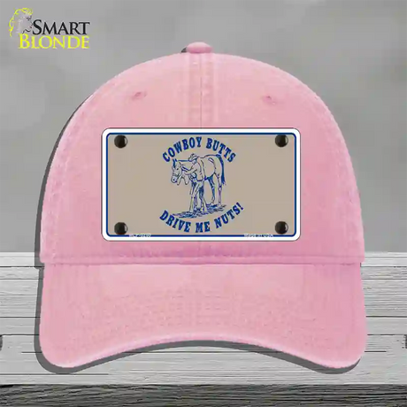 Cowboy Butts Novelty License Plate Hat Unconstructed Cotton / Pink