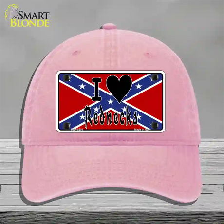 I Love Rednecks Novelty License Plate Hat Unconstructed Cotton / Pink