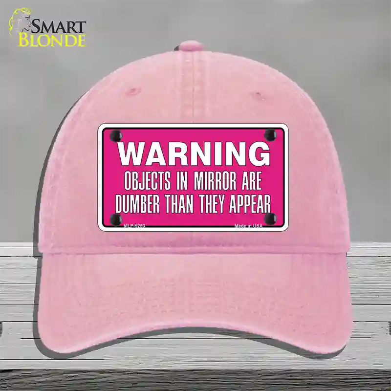 Objects In Mirror Pink Novelty License Plate Hat Unconstructed Cotton / Pink