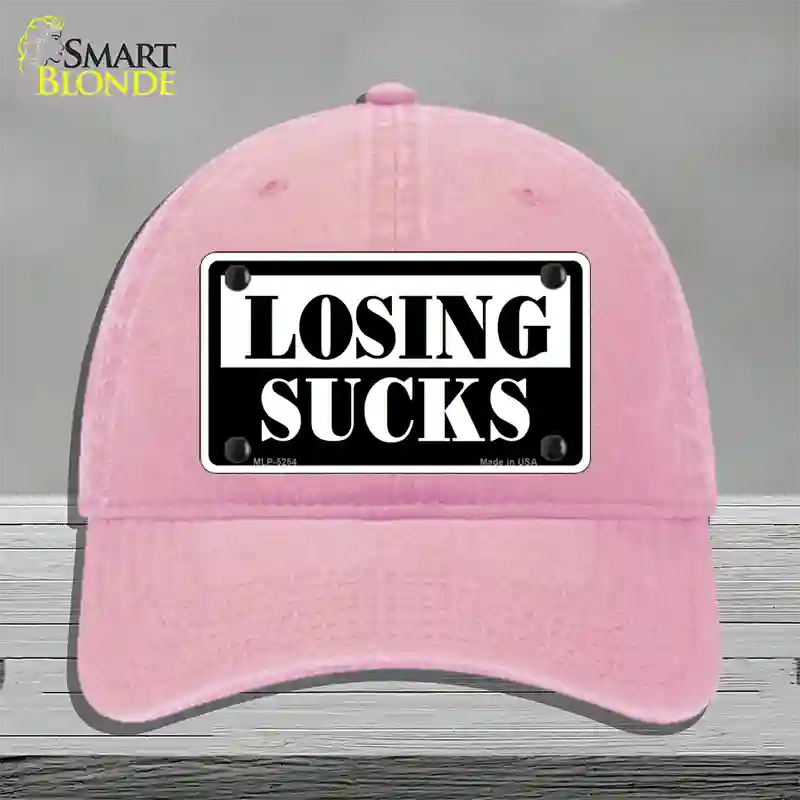 Losing Sucks Novelty License Plate Hat Unconstructed Cotton / Pink