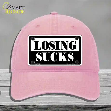 Losing Sucks Novelty License Plate Hat Unconstructed Cotton / Pink