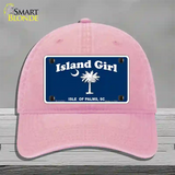 Island Girl Novelty License Plate Hat Unconstructed Cotton / Pink