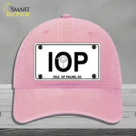 IOP Isle of Palms Novelty License Plate Hat Unconstructed Cotton / Pink