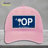 IOP Isle of Palms Blue Novelty License Plate Hat Unconstructed Cotton / Pink