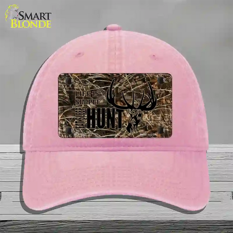 Eat Sleep Hunt Novelty License Plate Hat Unconstructed Cotton / Pink