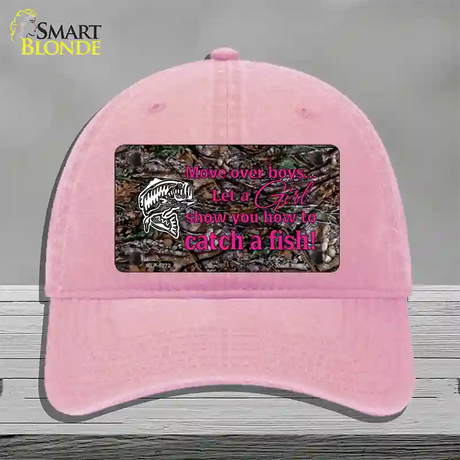 Move Over Boys Novelty License Plate Hat Unconstructed Cotton / Pink