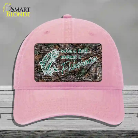 Save A Fish Novelty License Plate Hat Unconstructed Cotton / Pink