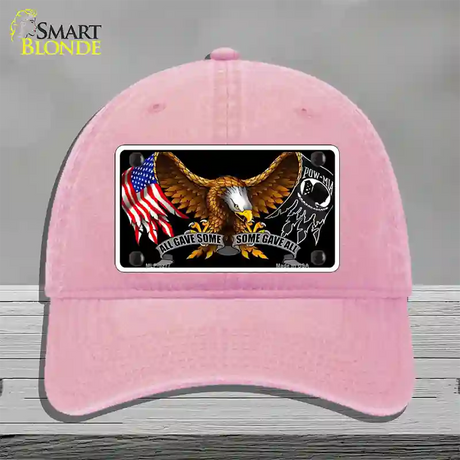 POW MIA All Gave Some Some Gave All Novelty License Plate Hat Unconstructed Cotton / Pink