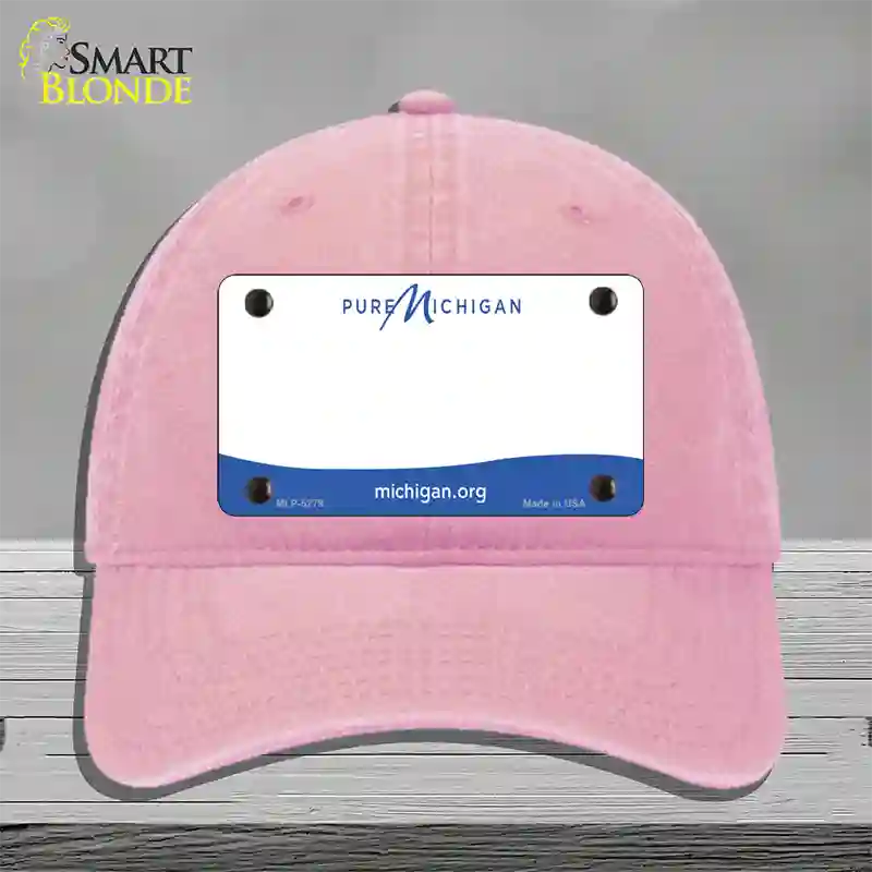 Pure Michigan Blank Novelty License Plate Hat Unconstructed Cotton / Pink