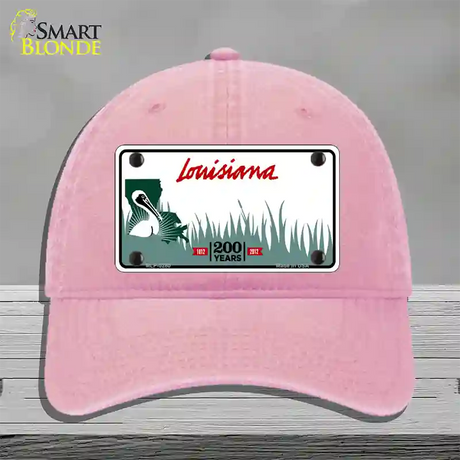 Louisiana 200 Years Blank Novelty License Plate Hat Unconstructed Cotton / Pink