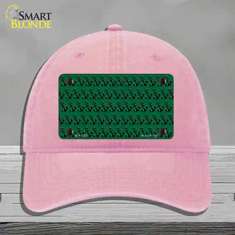 Green Black Anchor Novelty License Plate Hat Unconstructed Cotton / Pink