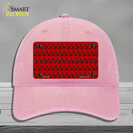 Red Black Anchor Novelty License Plate Hat Unconstructed Cotton / Pink